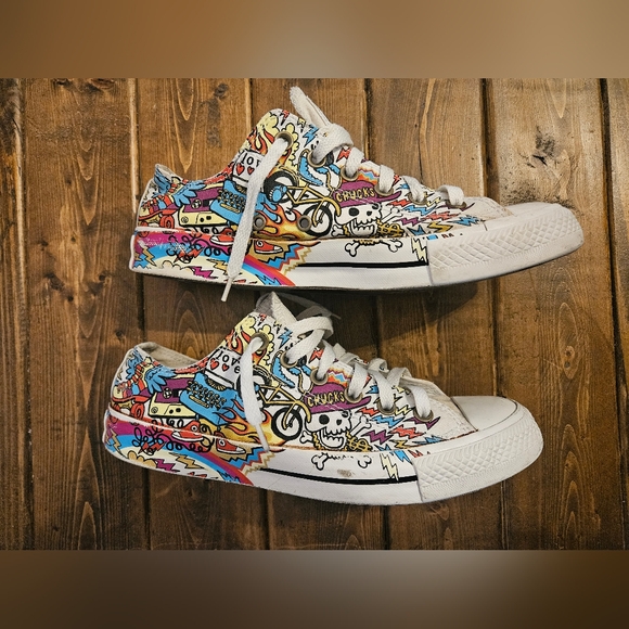 Converse Chuck Taylor All Star Limited Edition Doodle Print Low Top Sneakers SZ9 - Picture 1 of 10